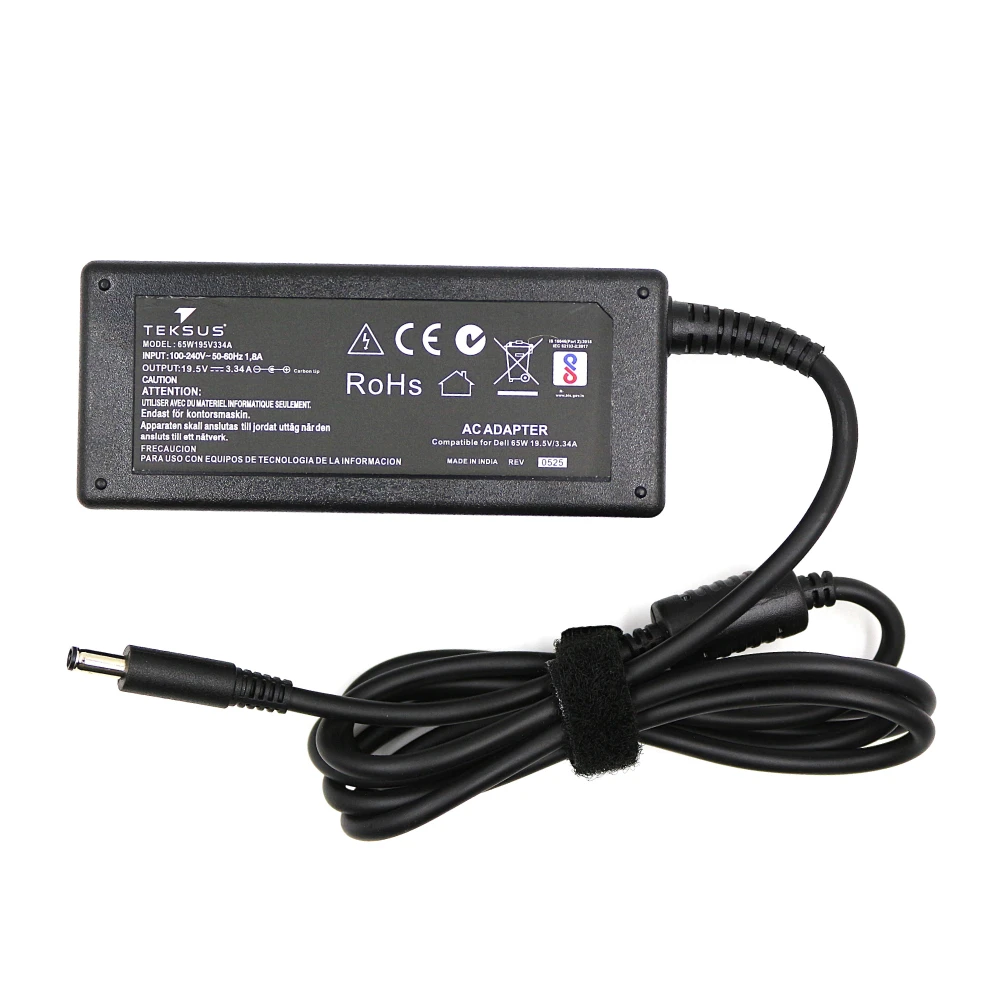 Teksus Laptop Adapter Compatible For Dell 65w | 19.5v/3.34a | 4.5mm x 3.0mm Small Pin view 2